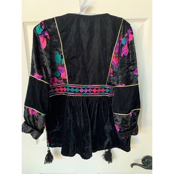Beautiful NWT Purple Magic Black Velvet Blouse - Picture 5 of 7